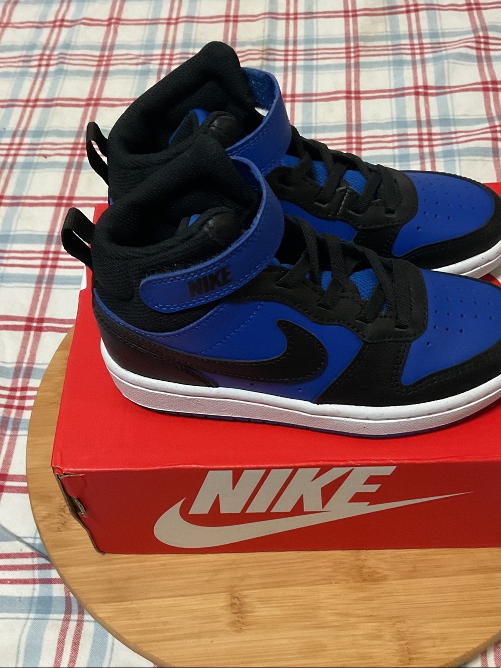 Nike Kids' High-Top Sneakers - Blue and Black court boroughs mid 2 size 12C - Picture 2 of 6